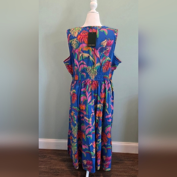 Meadow Rhodes Maxi Dress Sleeveless Boho Size 3X Blue Tropical New With Tags - Picture 8 of 16